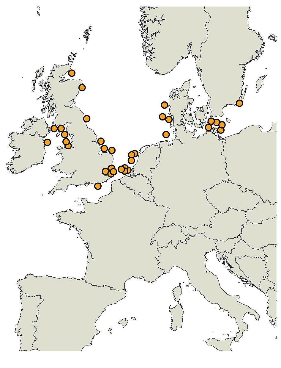 FRS Windcat Offshore Logistics Windcat europe map.