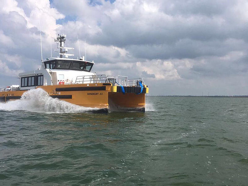 Crew transfer vessel Windcat 43 offshore.
